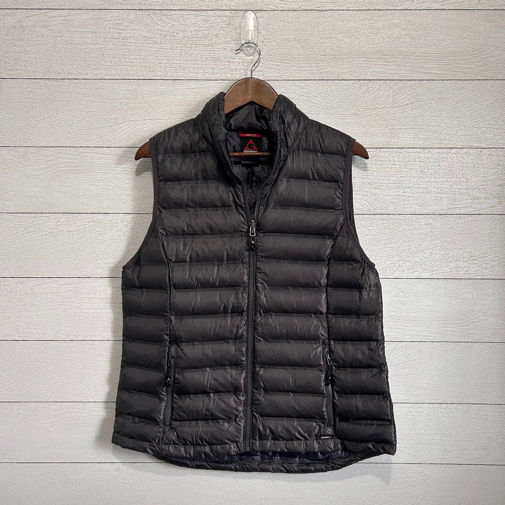Gerry Puffer Vest Large Black Lightweight Quilted Zip Front Packable Outdoor‎